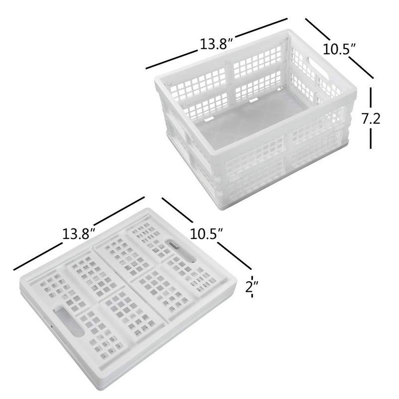 Begale 15 Liter Plastic Collapsible Storage Crates, Folding Crates Storage, Set of 3, White - Image 3